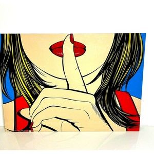 Vintage DEBORAH AZZOPARDI 1999 IKEA Sssshhh RED LIPS SOLMYRA Modern Wall Art
